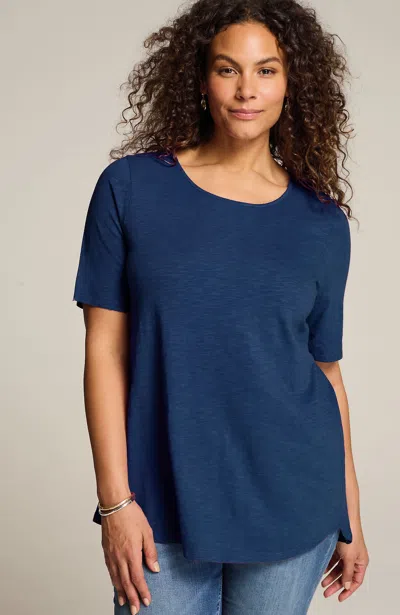 Jjill Petite Cotton-blend Elbow-sleeve Tunic In Blue Ink