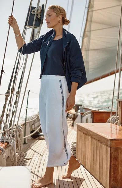 Jjill Petite Cotton-gauze Wide-leg Pants In White