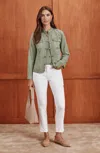 Jjill Petite Cotton-twill Knot-button Jacket In Light Eucalyptus