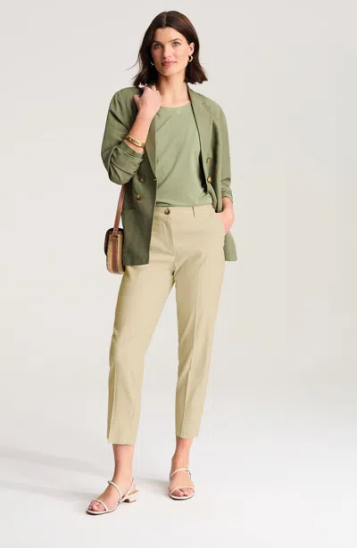 Jjill Petite Curvy Fit Linen-stretch Slim-leg Pants In Pebble