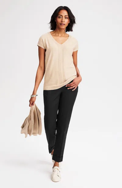 Jjill Petite Curvy-fit Versatile Cotton-stretch Cuffed Pants In Black