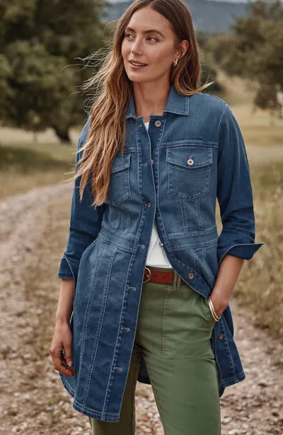 Jjill Petite Denim Duster Jacket In Glenbrook Wash