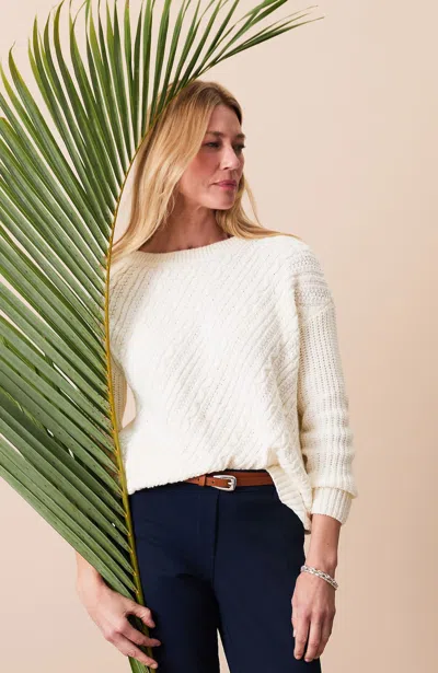 Jjill Petite Diagonal-cabled Sweater In White