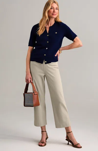 Jjill Petite Double-knit Short-sleeve Cardigan In Blue