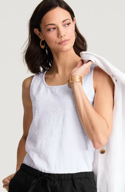 Jjill Petite Embroidered Knit Tank Top In White/ivory
