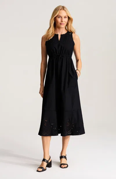 Jjill Petite Eyelet Midi Dress In Black