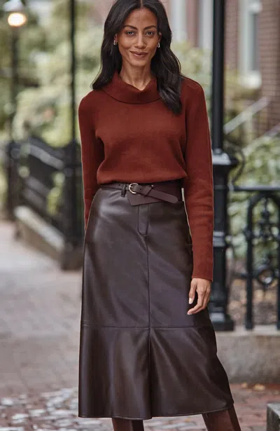 Jjill Petite Faux-leather Seamed Skirt In Nightshade