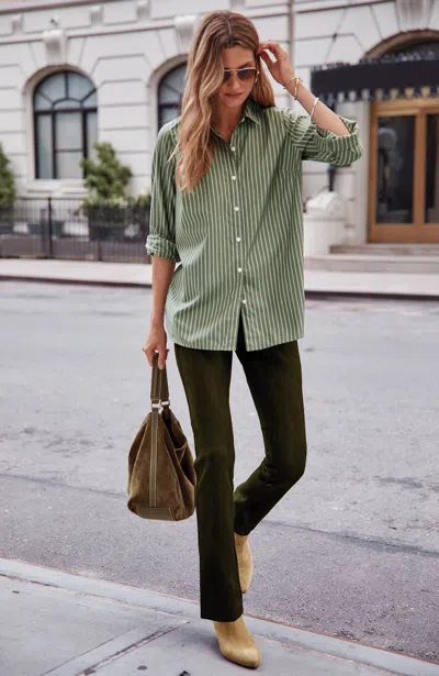 Jjill Petite Faux-suede Slim-leg Pants In Green