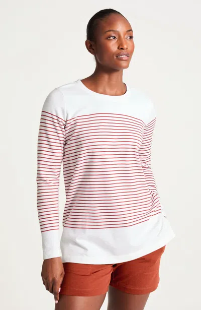 Jjill Petite Fit French Terry Striped Tunic In White/pottery