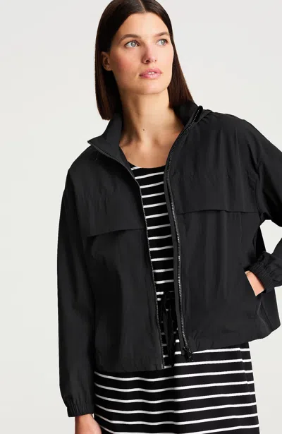 Jjill Petite Fit Packable Water-repellent Jacket In Black