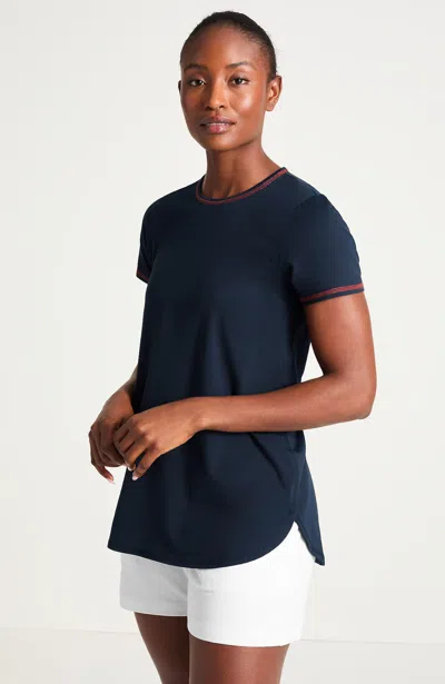 Jjill Petite Fit Progress Shirttail Tee In Navy Blue/pottery