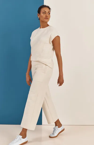 Jjill Petite Fit Textured Wide-leg Crops Pants In White