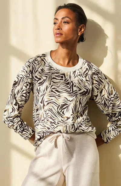 Jjill Petite Fit Tonal-stitch Pullover In Barley Alluring Zebra