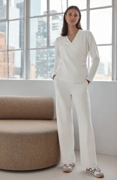 Jjill Petite Fleece Wide-hem Pant Pants In Pearl White Heather