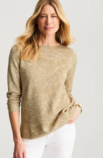 Jjill Petite Floral Jacquard Sweater In Vintage Canvas Linear Floral
