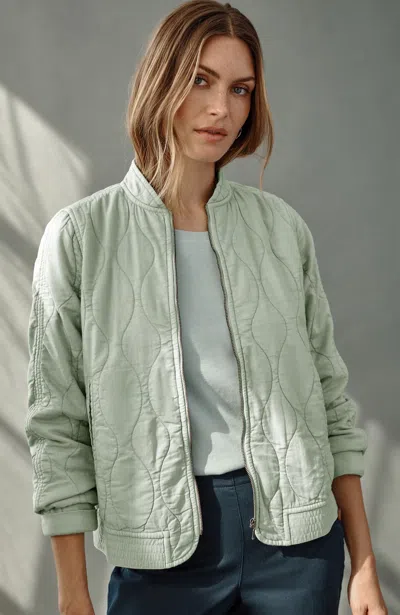 Jjill Petite Garment-dyed Quilted Zip-front Jacket In Light Sage Mist