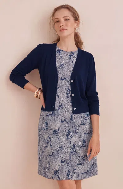 Jjill Petite Garter-stitch Button-front Cardigan In Navy Blue