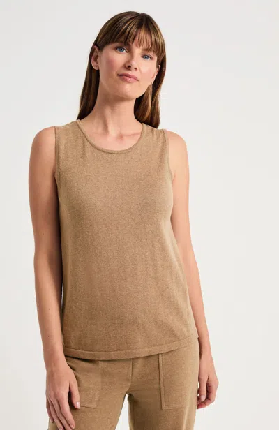 Jjill Petite Getaway Sleeveless Sweater Top In Bark Heather
