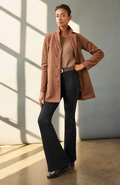 Jjill Petite High-rise Curved-pocket Flare Jeans In Black
