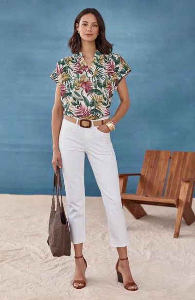Jjill Petite High-rise Straight-leg Cropped Jeans In White