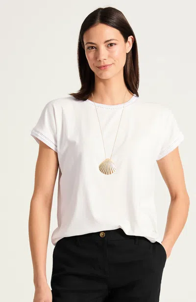 Jjill Petite Knit Extended-cap-sleeve Top In White