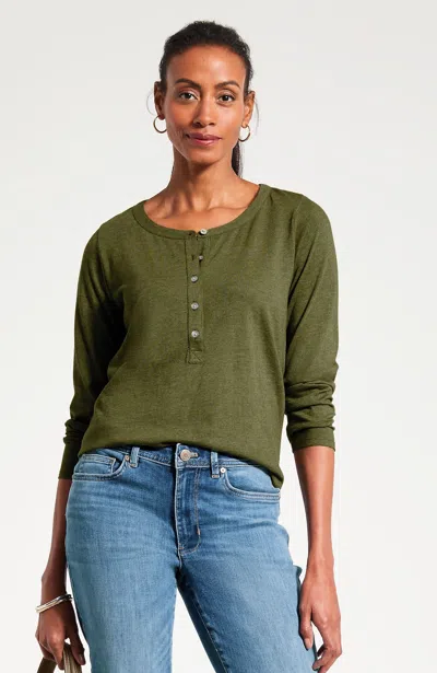 Jjill Petite Knit Henley Top In Green