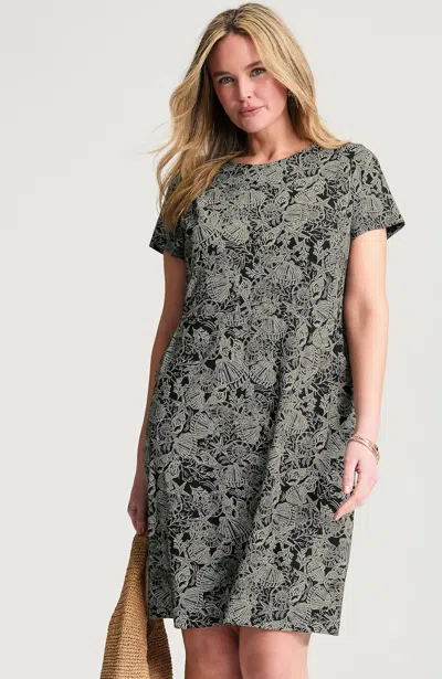 Jjill Petite Knit Seamed Dress In Black Underwater Paradise