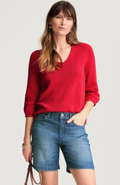 Jjill Petite Lightweight Raglan-sleeve Sweater Pullover In Red Berry