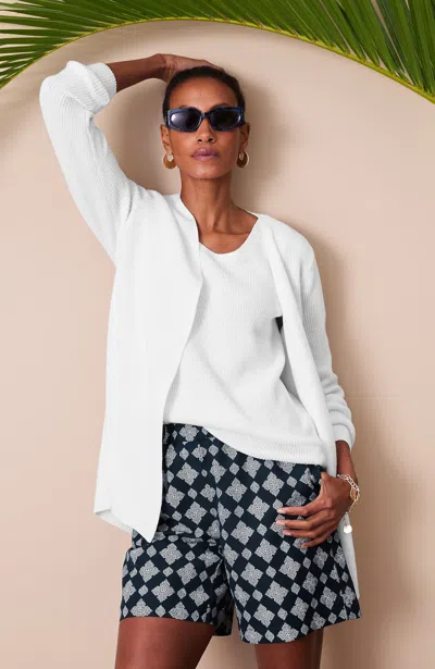 Jjill Petite Lightweight Ribbed Cardigan In White