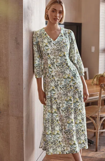 Jjill Petite Linen A-line Maxi Dress In Lucite Bird Utopia