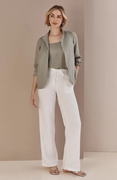 Jjill Petite Linen Drawstring Wide-leg Pants In White