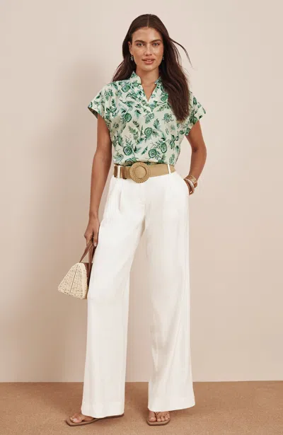 Jjill Petite Linen-stretch Pleated Pants In White