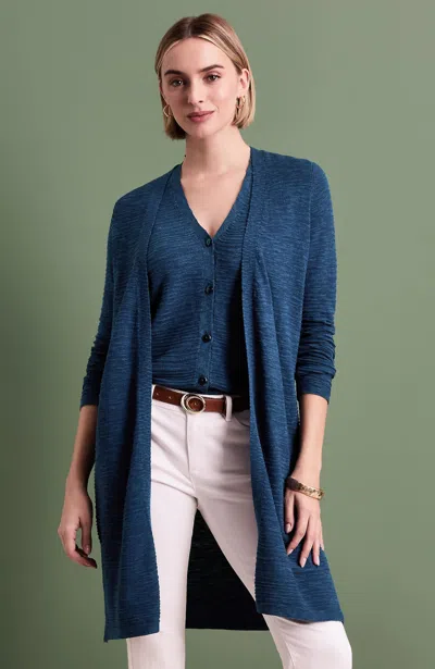 Jjill Petite Long Ottoman Cardigan In Blue