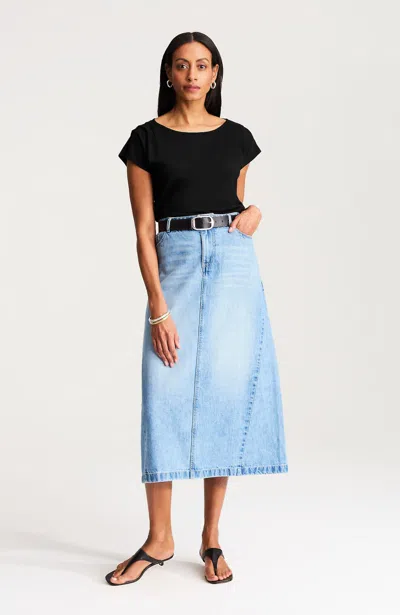 Jjill Petite Luxe Supima Draped Tee Shirt In Black