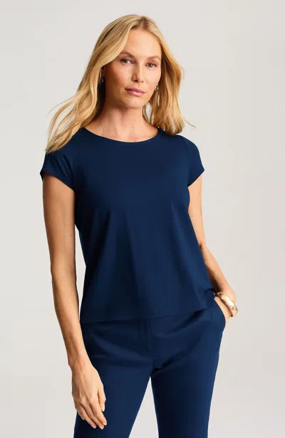 Jjill Petite Luxe Supima Modern Tee Shirt In Navy Blue