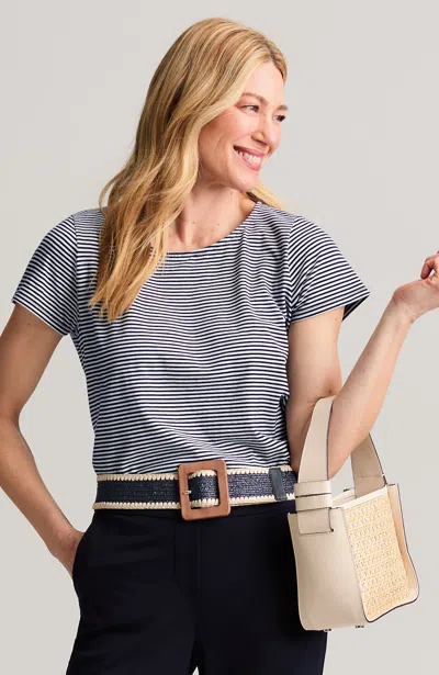 Jjill Petite Luxe Supima Modern Tee Shirt In Blue