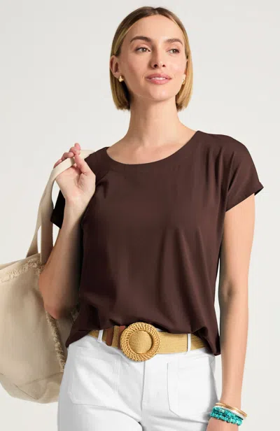 Jjill Petite Luxe Supima Scoop-neck Tee Shirt In Beechnut