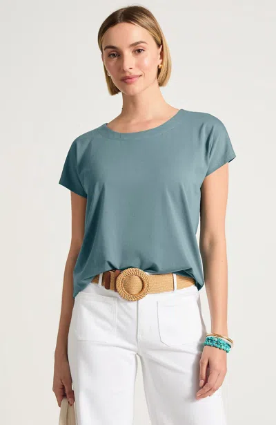 Jjill Petite Luxe Supima Scoop-neck Tee Shirt In Blue Spruce