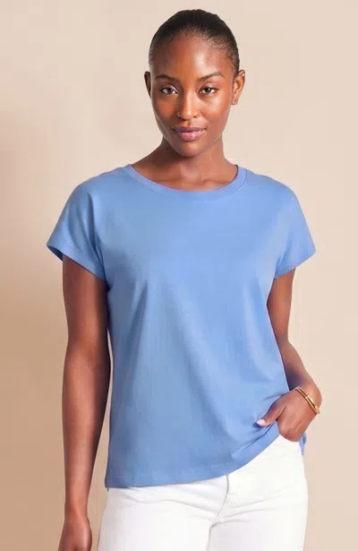 Jjill Petite Luxe Supima Scoop-neck Tee Shirt In Mosaic Blue