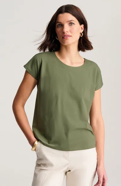 Jjill Petite Luxe Supima Scoop-neck Tee Shirt In Olivine
