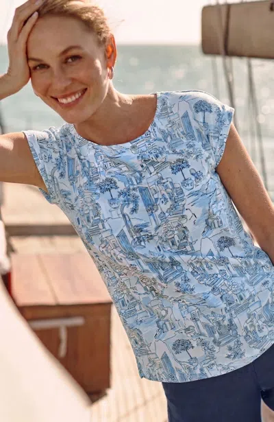 Jjill Petite Luxe Supima Scoop-neck Tee Shirt In Soft Blue Mediterranean Escape