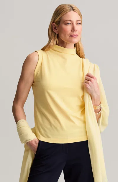 Jjill Petite Luxe Supima Shirred Mock-neck Top In Yellow