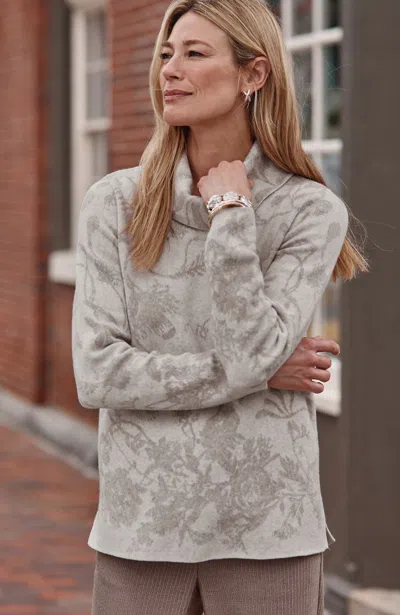 Jjill Petite Majestic Cowl-neck Sweater In Light French Grey Heather Multi