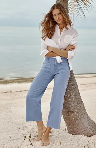 Jjill Petite Mid-rise Wide-leg Crops Pants In Light Port Blue