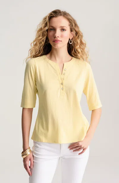 Jjill Petite Mixed-media Cotton-blend Top In Sunlight