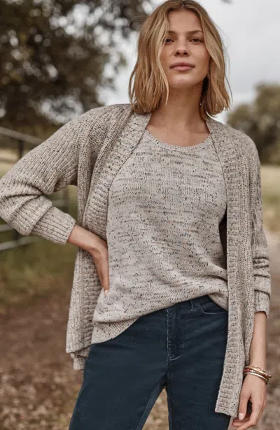 Jjill Petite Multi-tweed Ribbed Cardigan In Oatmeal Heather Multi