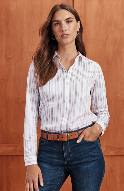 Jjill Petite Non-iron Classic Shirt In White Multi