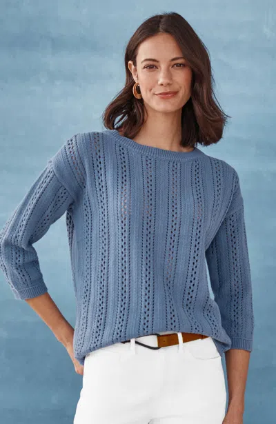 Jjill Petite Open-stitched Sweater In Azure