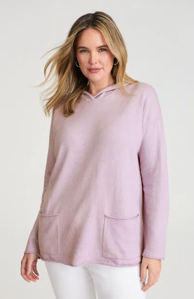 Jjill Petite Patch-pocket Hooded Sweater In Purple Fog