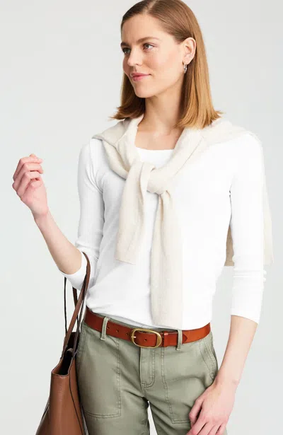 Jjill Petite Pima 3/4-sleeve Scoop-neck Tee Shirt In White